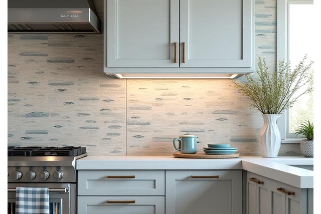Nautisch geïnspireerde keramische tegel backsplash