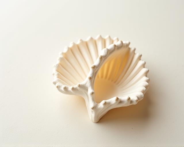 Keramische decoratieve schelp in zachte kleuren
